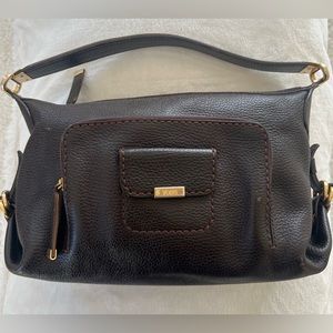 Auth EUC w/COA Vintage Tod’s Handbag, Brown Pebbled Leather w/Gold Hardware